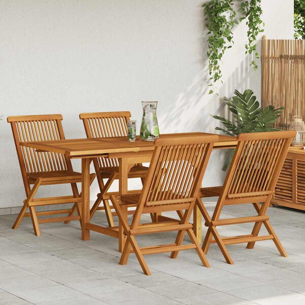 vidaXL 5 Piece Garden Dining Set Solid Teak Wood