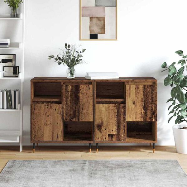 vidaXL Sideboards 2 pcs Old wood 120 x 35 x 70 cm Engineered wood