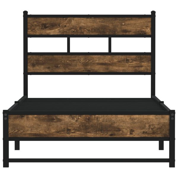 vidaXL Metal Bed Frame without Mattress Smoked Oak 100x190 cm