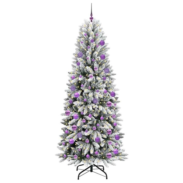 vidaXL Artificial Christmas Tree with 300 LEDs with Stand White 210 cm