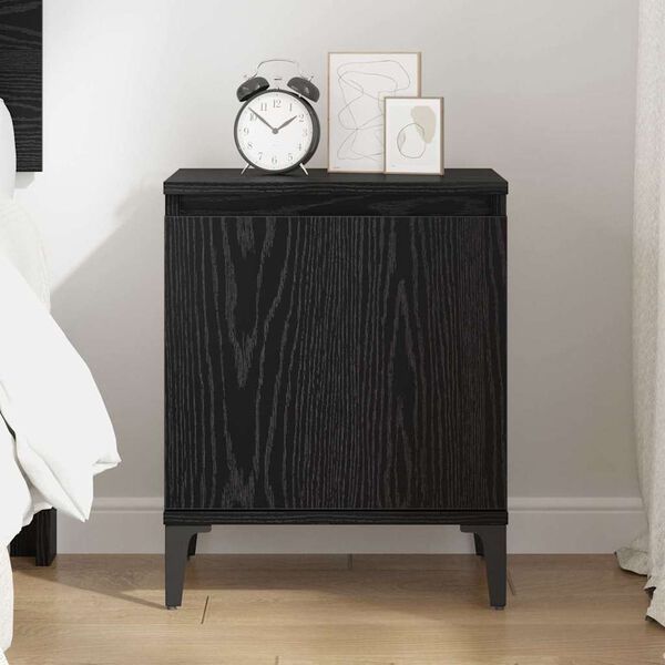 vidaXL Bedside Cabinet Black Oak 40 x 30 x 50 cm Engineered Wood