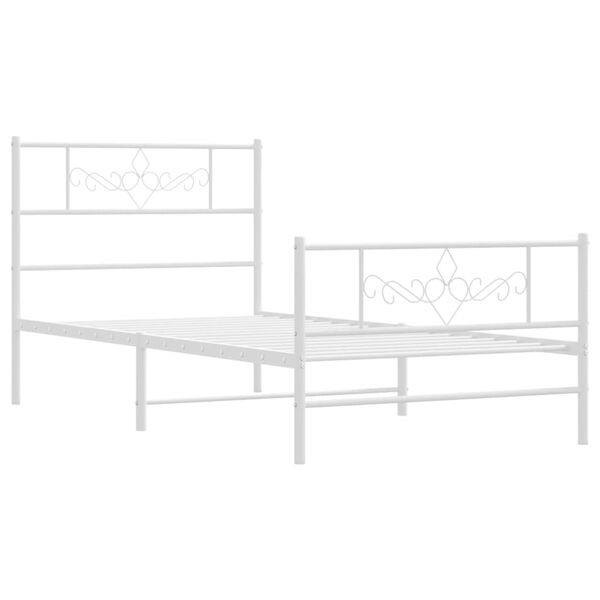 vidaXL Metal Bed Frame without Mattress with Footboard White 80x200cm