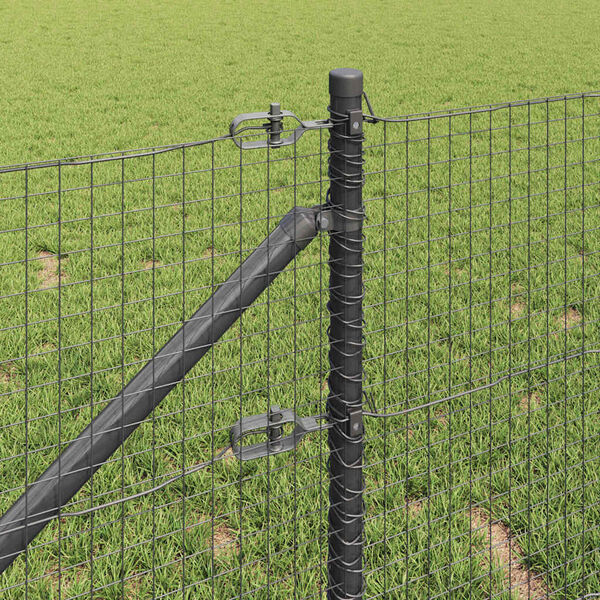 vidaXL Fence Post Grey 10 x 0.8 m (25 x 25 mm mesh) Steel and PVC