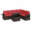 vidaXL 7 Piece Garden Sofa Set with Cushions Brown Poly Rattan Acacia