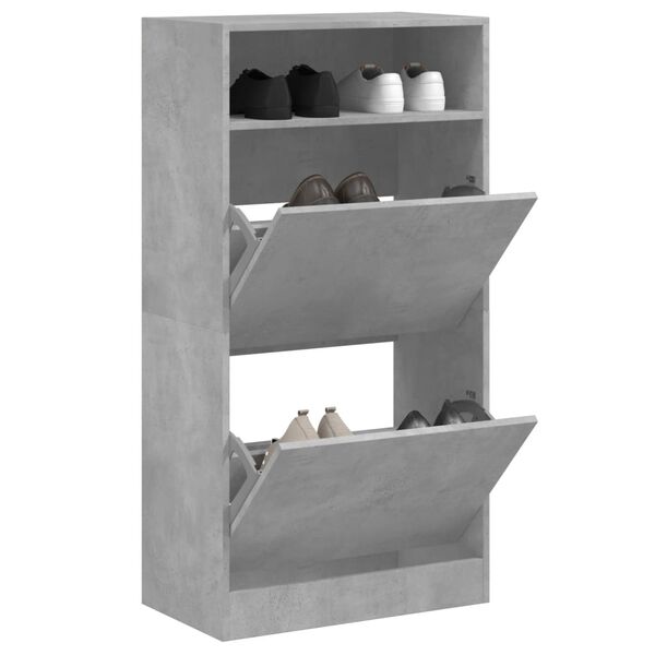 vidaXL Shoe Cabinet Concrete Grey 60x34x116 cm Engineered Wood