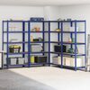 vidaXL 5-Layer Storage Shelves 4 pcs Blue Steel&Engineered Wood