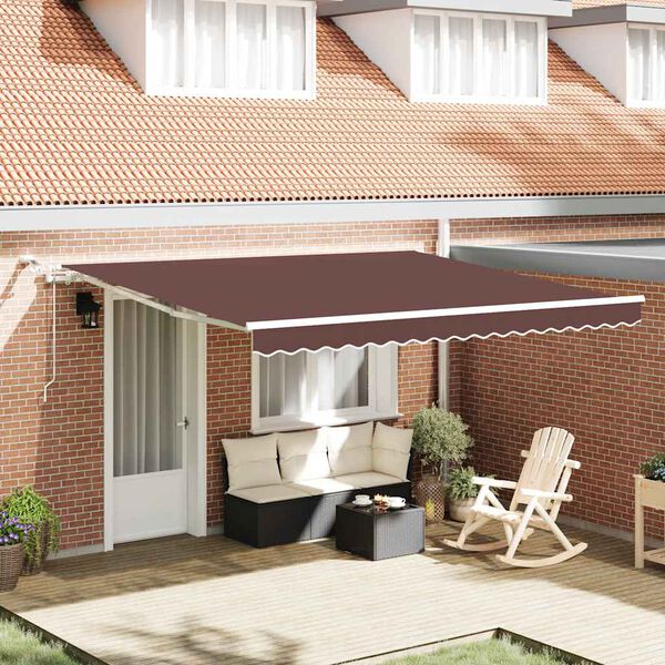vidaXL Automatic Retractable Awning with LED Brown 400x300 cm