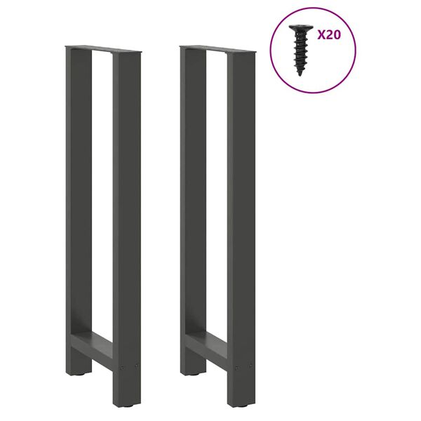 vidaXL Bar Table Legs Anthracite 2 pcs 40x(110-111) cm Steel