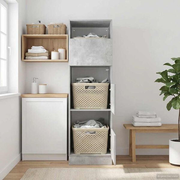 vidaXL Laundry Cabinet Concrete 50 x 68 x 162 cm Engineered wood