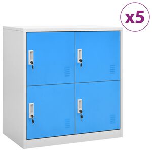 vidaXL Locker Cabinets 5 pcs Light Grey and Blue 90x45x92.5 cm Steel