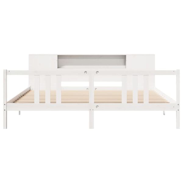 vidaXL Bookcase Bed without Mattress White 200x200cm Solid Wood Pine