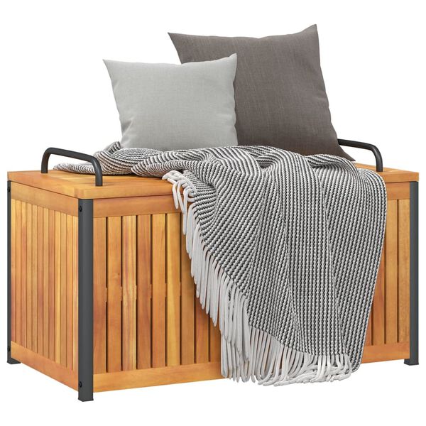 vidaXL Outdoor Cushion Box 85x45x45/53 cm Solid Wood Acacia and Steel