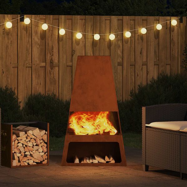 vidaXL Fire Pit Brown 60 x 35 x 100 cm Weathering Steel