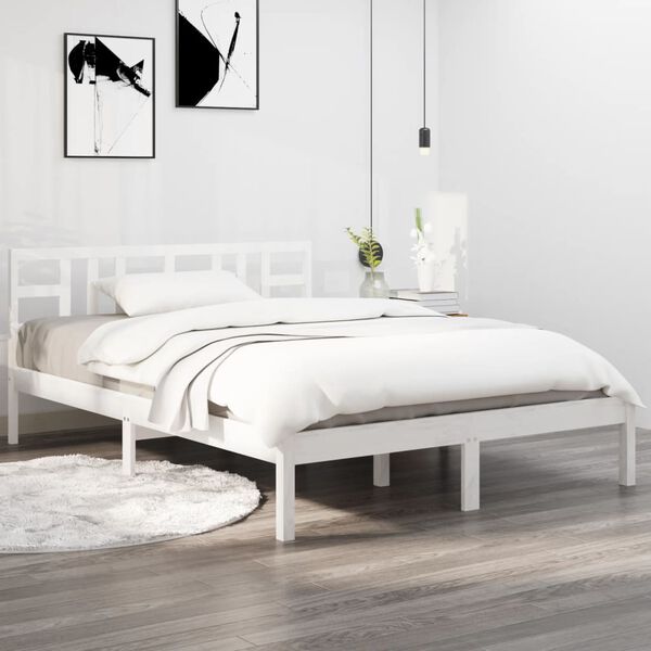 vidaXL Bed Frame without Mattress White 120x190 cm Small Double Solid Wood