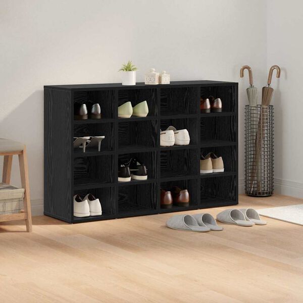 vidaXL Shoe Cabinet Black Oak 103 x 30 x 67 cm Engineered Wood
