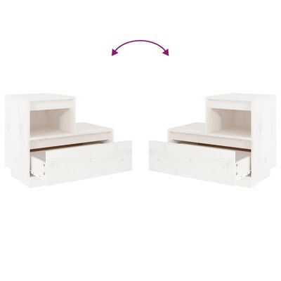 vidaXL Bedside Cabinet White 60x34x51 cm Solid Wood Pine