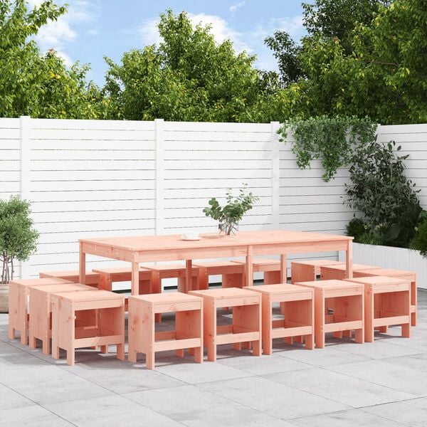 vidaXL 17 Piece Garden Dining Set Solid Wood Douglas