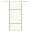 vidaXL Sliding Door Gold 90x205 cm Clear ESG Glass and Aluminium