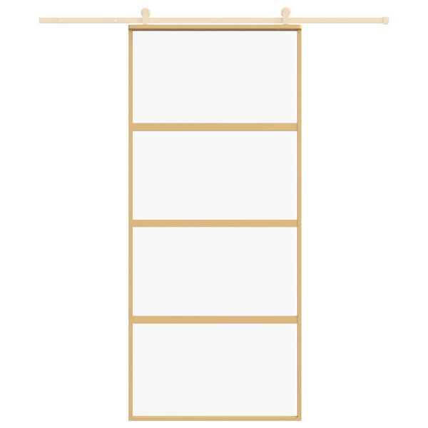 vidaXL Sliding Door Gold 90x205 cm Clear ESG Glass and Aluminium