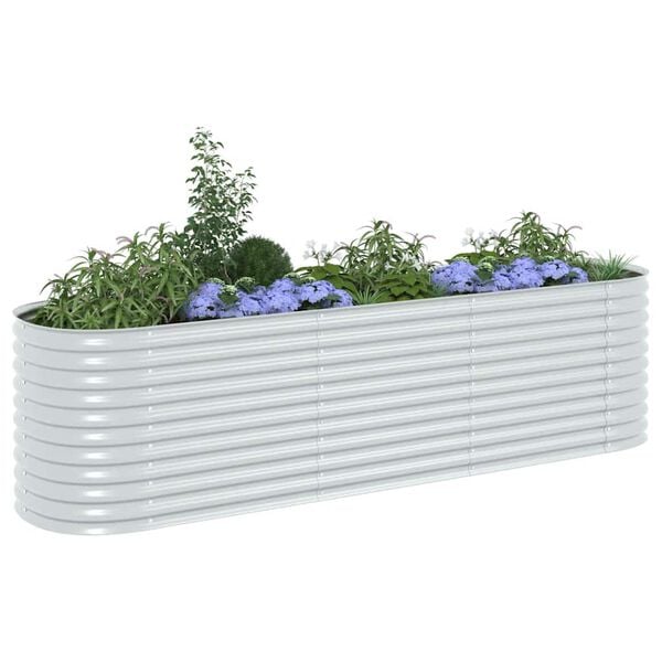 vidaXL Garden Raised Bed 320x80x81 cm Galvanised Steel Silver