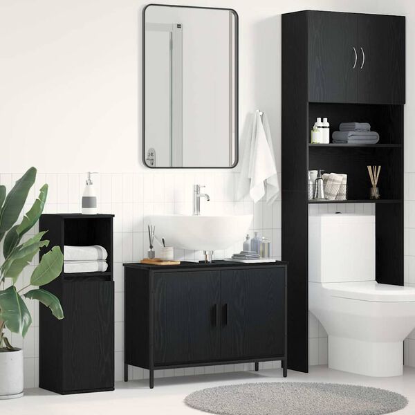 vidaXL Bathroom Sink Cabinet Black Oak 80 x 30 x 60 cm Engineered Wood