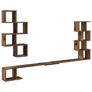 vidaXL Wall-Mounted TV Shelf Old Wood 200 x 15 x 94 cm Engineered Wood