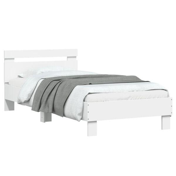 vidaXL Bed Frame without Mattress with Headboard White 75x190 cm Small Single