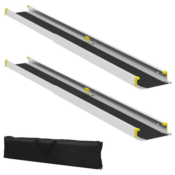 vidaXL Wheelchair Ramp Folding 2 pcs Black 183 x 19 x 5.5 cm Aluminium