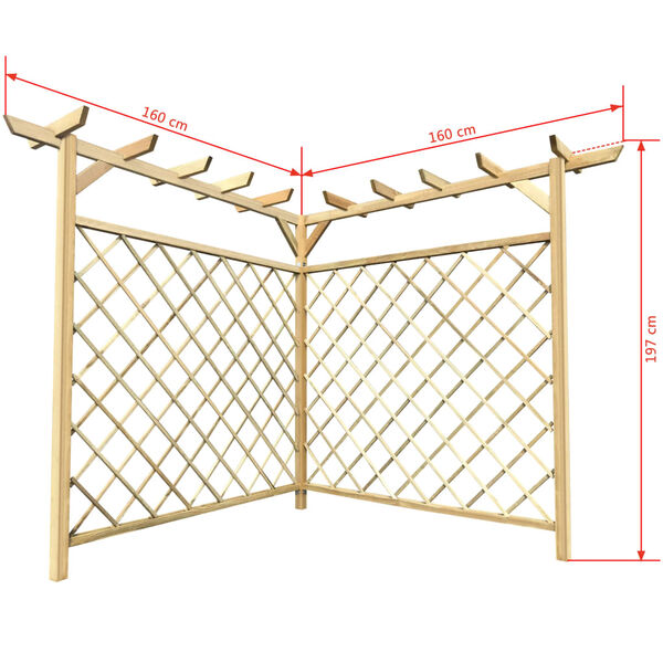 vidaXL Corner Pergola 160x160x197 cm Impregnated Pinewood