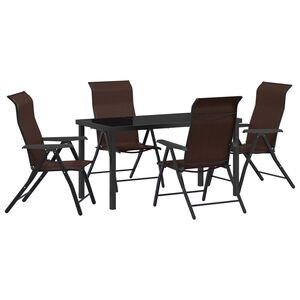 vidaXL Garden Dining Set 5 pcs Brown Powder-Coated Steel