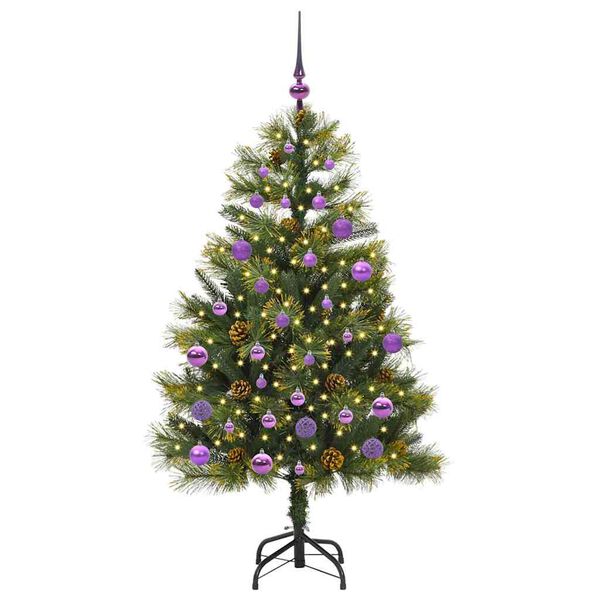 vidaXL Artificial Hinged Christmas Tree with Cones Green 150 cm