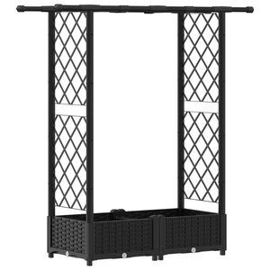 vidaXL Raised Bed with Trellis and Roof Black 122.5 x 40 x 121 cm PP