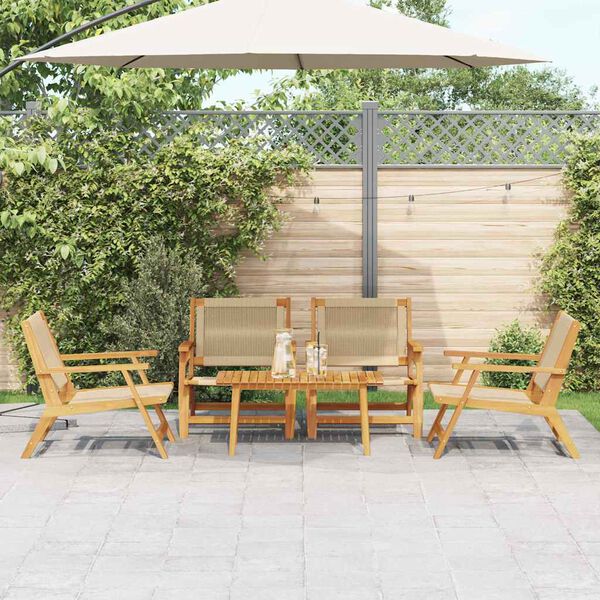 vidaXL Garden Chairs with Table 5 pcs Beige Solid Acacia wood