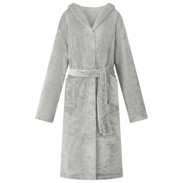 vidaXL Bathrobe Hoodie Grey S Flannel