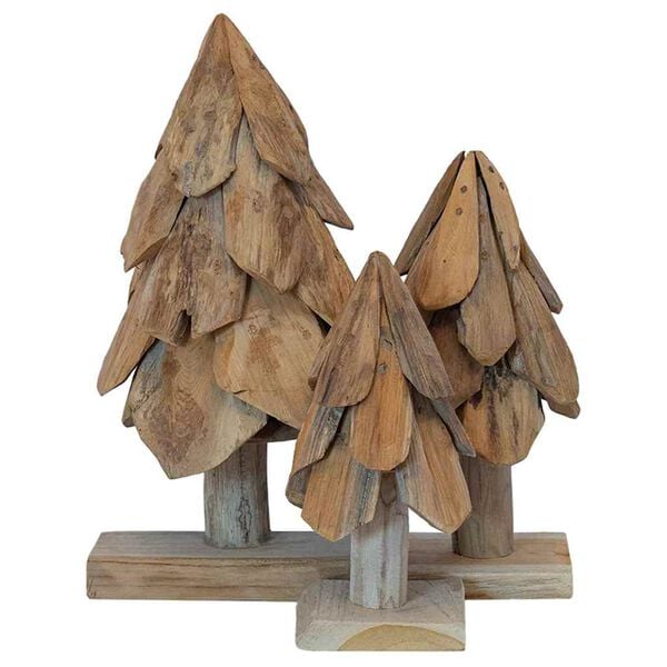 vidaXL Christmas Tree with Stand 3 pcs Brown Solid teak wood