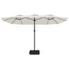 vidaXL Double-Head Garden Parasol with LEDs Sand White 449x265 cm