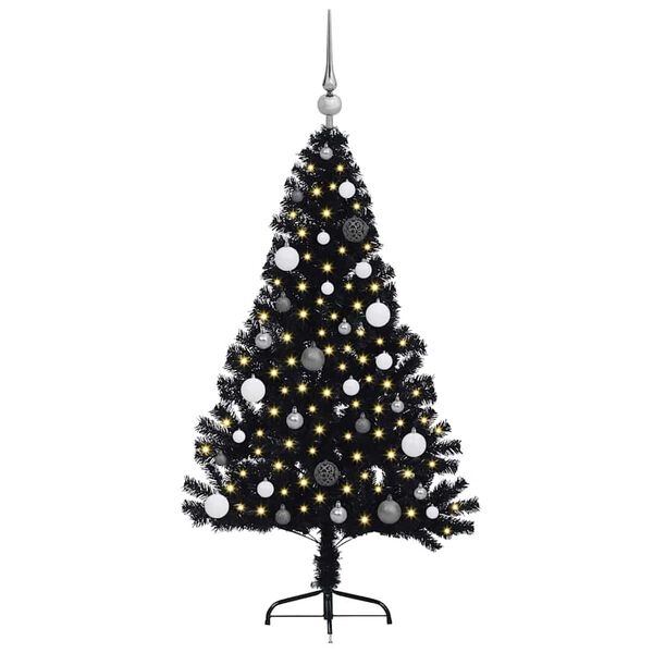 vidaXL Artificial Pre-lit Christmas Tree Black 150 cm PVC