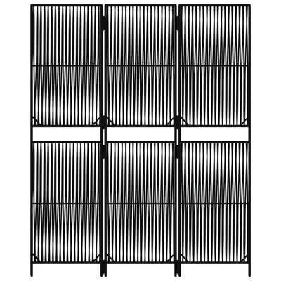 vidaXL Room Divider 3 Panels Black Poly Rattan
