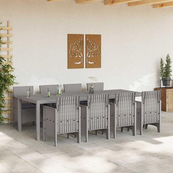 vidaXL Garden Dining Set 9 pcs White Polypropylene