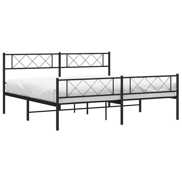 vidaXL Metal Bed Frame without Mattress with Footboard Black 193x203cm