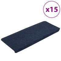 vidaXL Stair Mats Self-adhesive 15 pcs 65x24.5x3.5 cm Blue