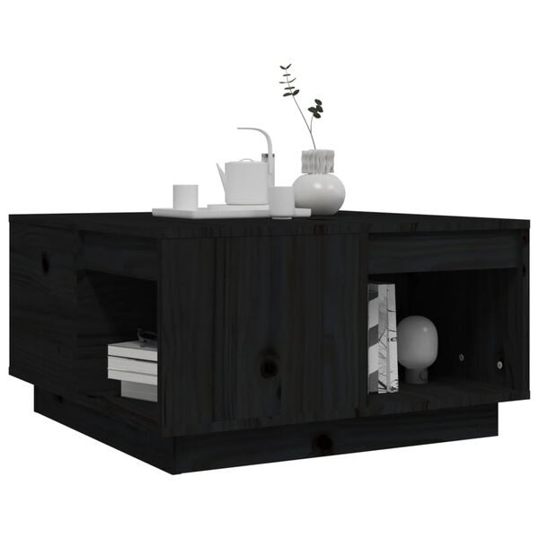 vidaXL Coffee Table Black 60x61x32.5 cm Solid Wood Pine