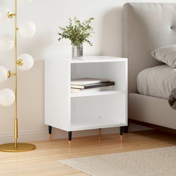 vidaXL Bedside Cabinet High Gloss White 40x30x50 cm Engineered Wood