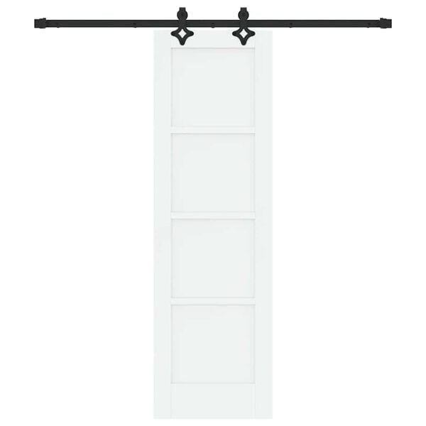 vidaXL Sliding Door White and Black 61 x 198.5 cm Solid Pine Wood
