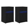 vidaXL LED Bedside Cabinet 2 pcs Black oak 38 x 34 x 61 cm