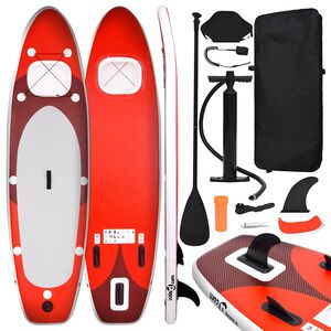 vidaXL Inflatable Stand Up Paddle Board Set Red 360x81x10 cm