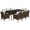 vidaXL 9 Piece Garden Dining Set with Cushions Brown Poly Rattan