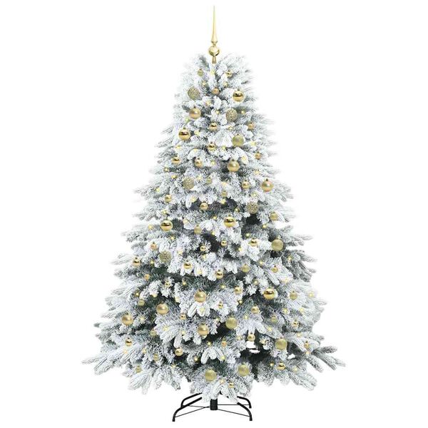 vidaXL Artificial Christmas Tree with 300 LEDs White 180 cm PE and PVC