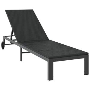 vidaXL Sunbed Reclining 1-person Black 206 x 62.5 x 74 cm Poly Rattan