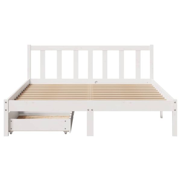 vidaXL Bed Frame without Mattress White 140x190 cm Solid Wood Pine